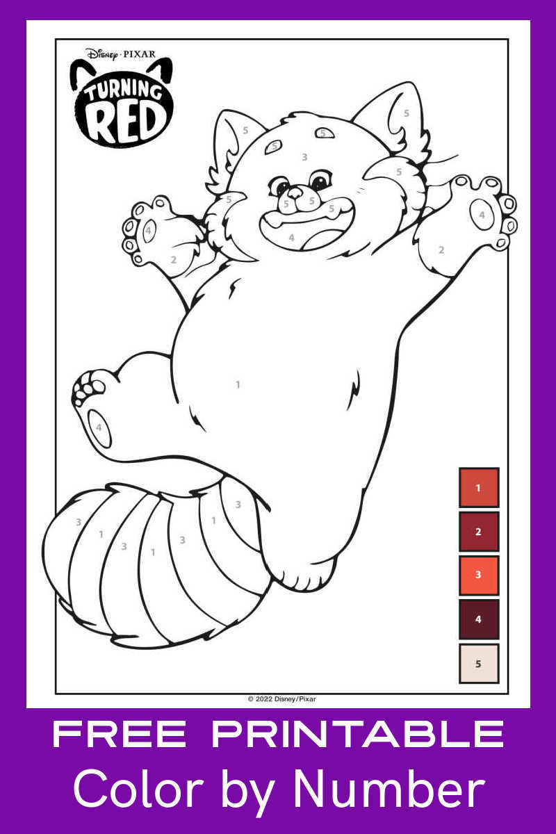 Download the Turning Red color by number activity, so that your child can enjoy this coloring page with a fun challenge built in.