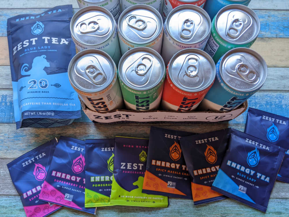 Zest high caffeine tea gives plant powered energy, when you drink a can of  sparkling tea or brew your own with their loose leaf and tea bags.