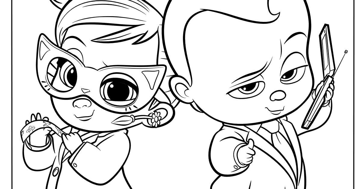 Free Boss Baby Theodore & Tina Coloring Page - Mama Likes This