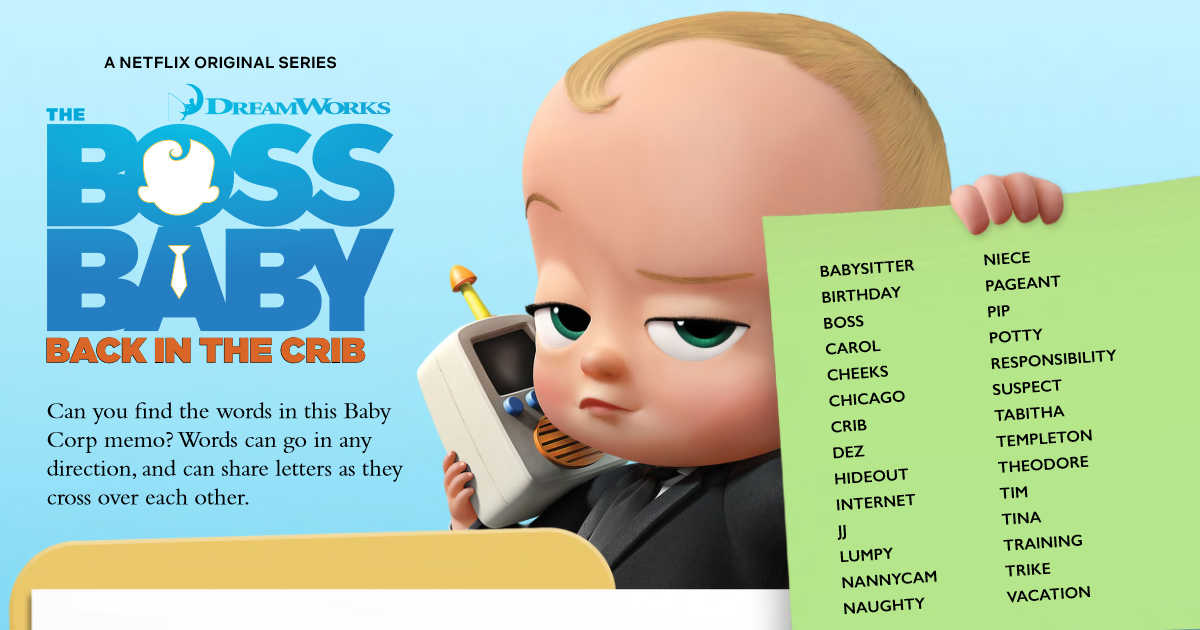 feature boss baby word search