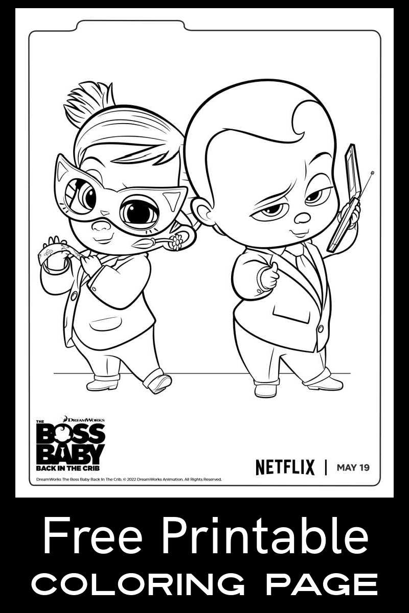 Free Boss Baby Theodore & Tina Coloring Page   Mama Likes This