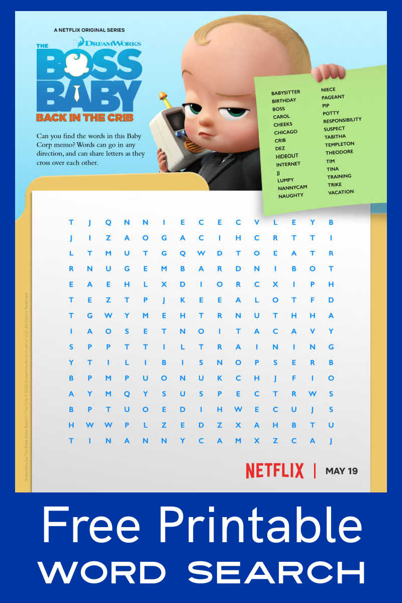 printable boss baby word search 