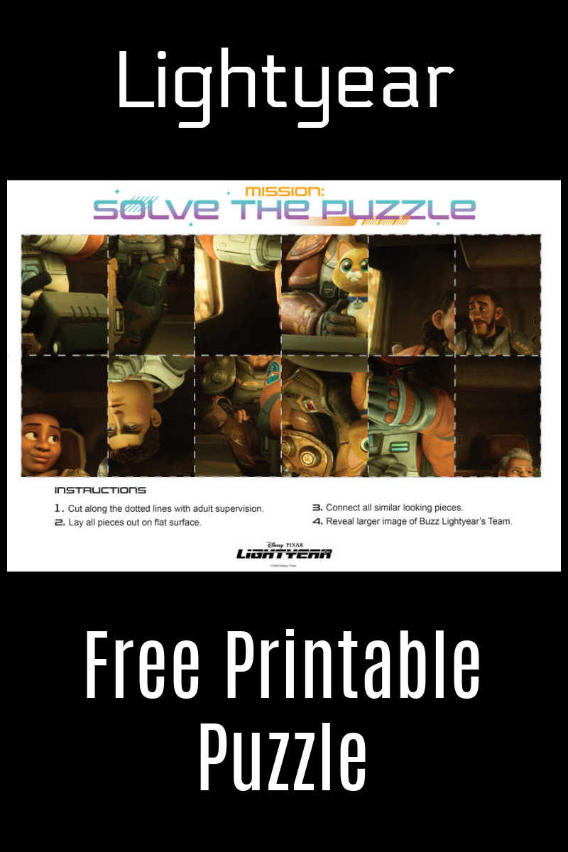 When you download the free printable Lightyear puzzle pdf, you can help your child make a puzzle featuring Disney Pixar characters.