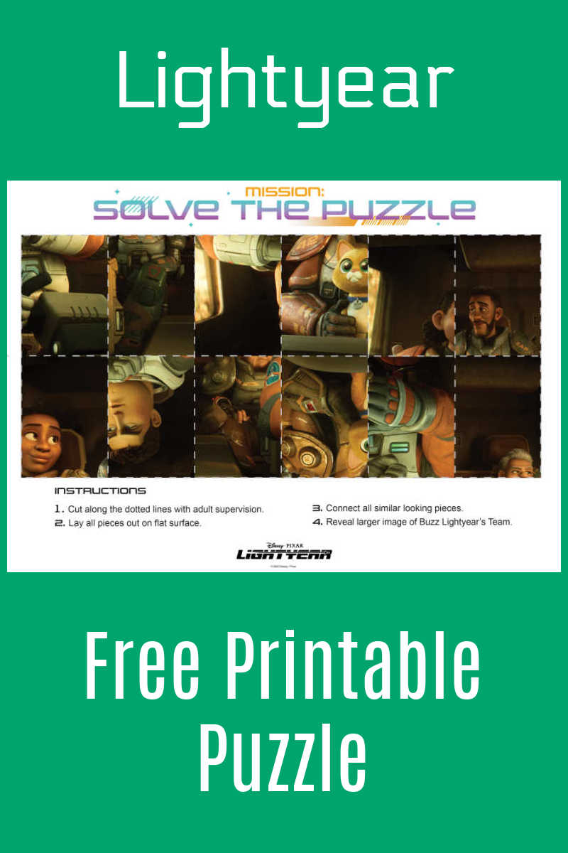 When you download the free printable Lightyear puzzle pdf, you can help your child make a puzzle featuring Disney Pixar characters.