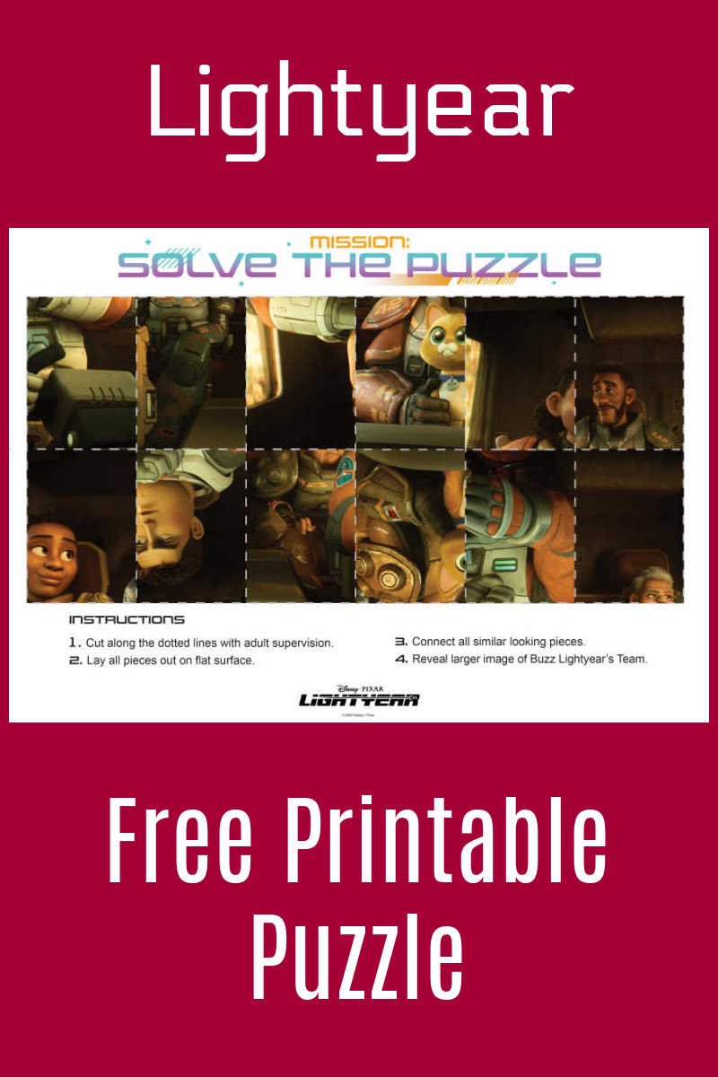 When you download the free printable Lightyear puzzle pdf, you can help your child make a puzzle featuring Disney Pixar characters.