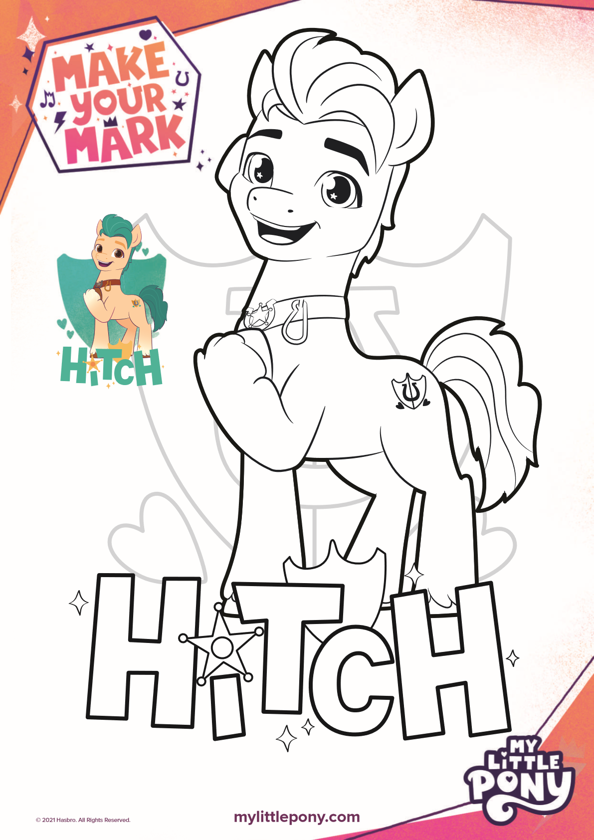 This My Little Pony Hitch coloring page is fabulous, so your kids will have fun as they color in the picture from the Netflix series. 