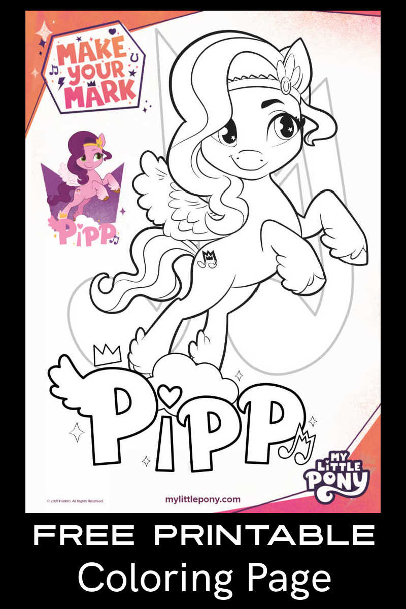 Enjoy a cute freebie from My Little Pony: Make Your Mark, when you download the free printable Pipp coloring page pdf. 