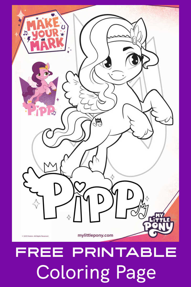 Enjoy a cute freebie from My Little Pony: Make Your Mark, when you download the free printable Pipp coloring page pdf. 