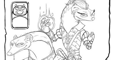 feature kung fu panda weasels coloring page