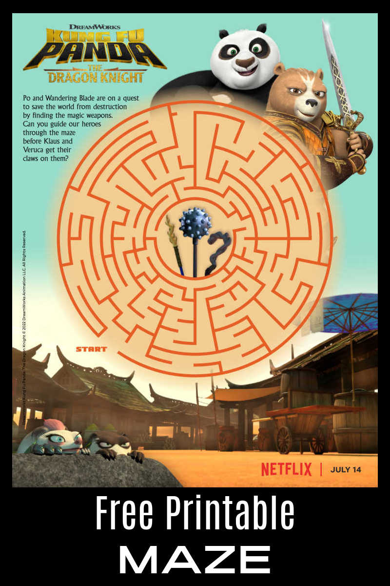 Download the free Netflix Kung Fu Panda maze, so your child can help Po and Wandering Blade find their martial arts supplies. 