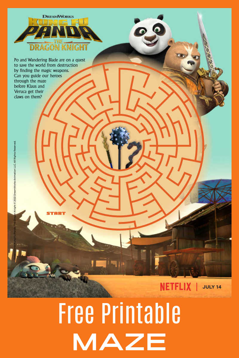 Download the free Netflix Kung Fu Panda maze, so your child can help Po and Wandering Blade find their martial arts supplies. 