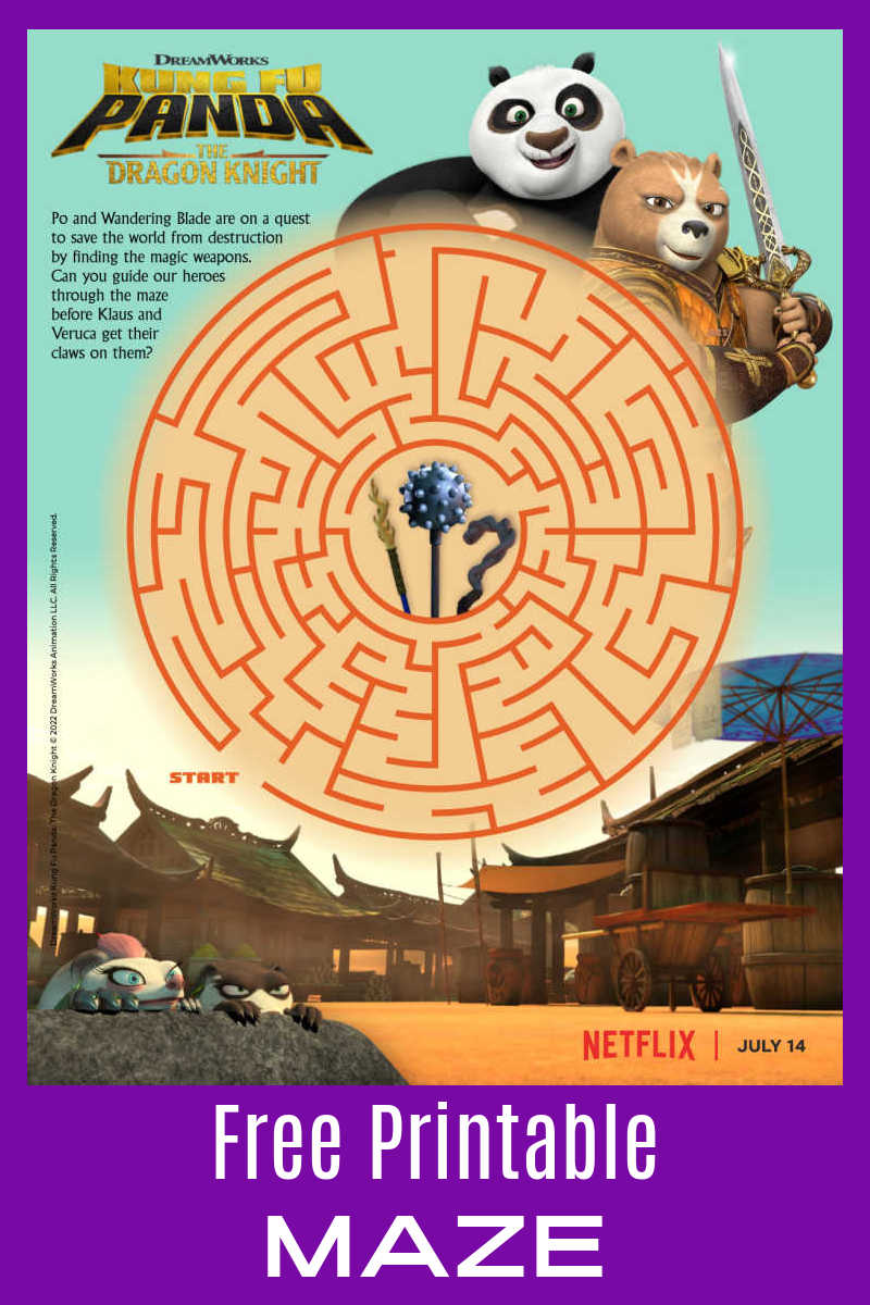 Download the free Netflix Kung Fu Panda maze, so your child can help Po and Wandering Blade find their martial arts supplies. 