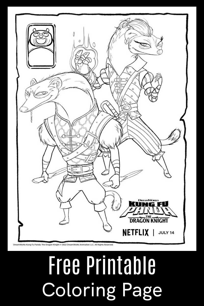 Your kids can color Klaus and Veruca Dumont, when you download the free printable pdf Kung Fu Panda weasels coloring page. 