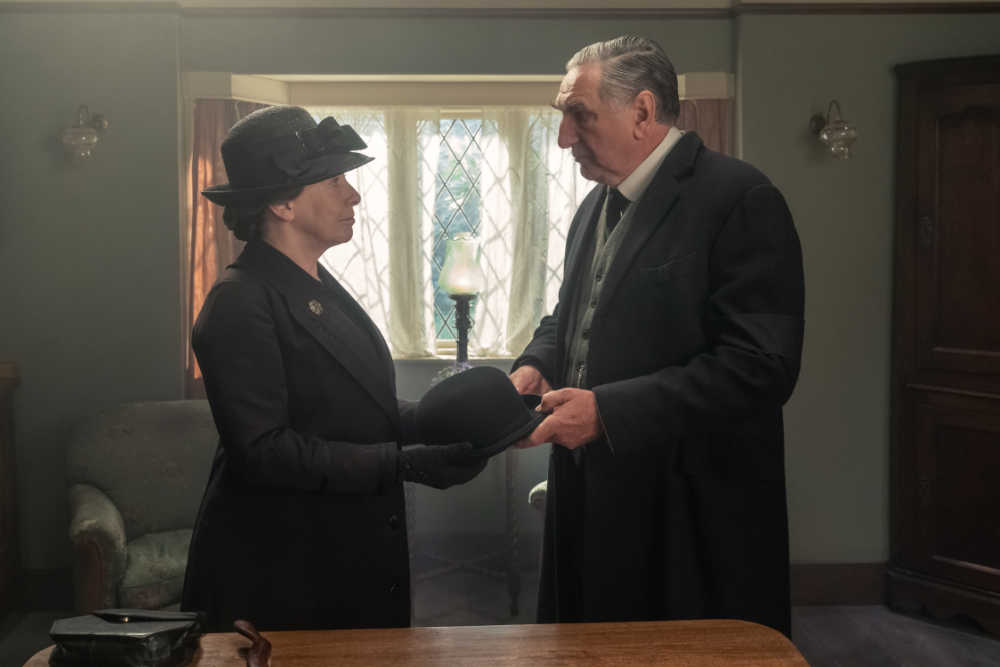 Phyllis Logan stars as Mrs. Hughes and Jim Carter as Mr. Carson in DOWNTON ABBEY: A New Era, a Focus Features release. Credit: Ben Blackall / © 2022 Focus Features, LLC