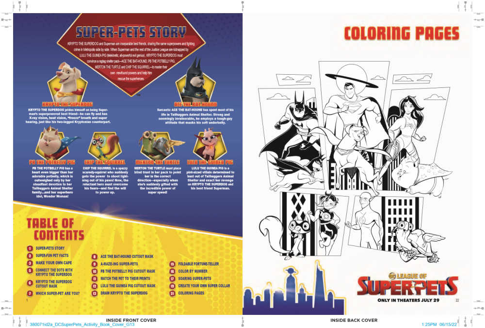 table of contents and coloring pages