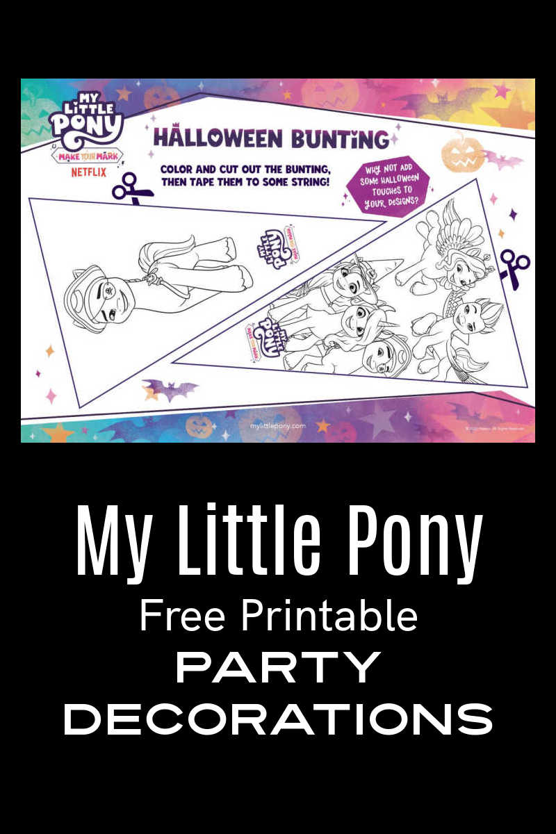 Use my free MLP printable party decorations pdf, so you can make your own My Little Pony bunting to decorate your home.