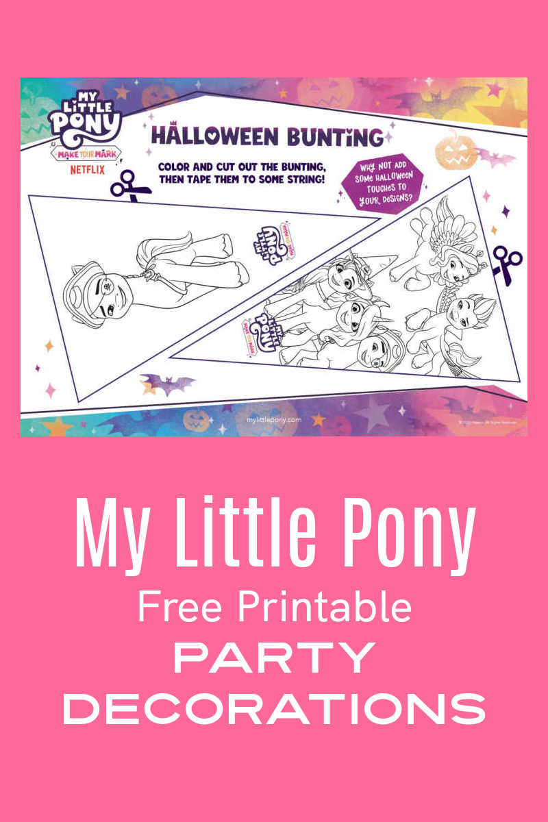 Use my free MLP printable party decorations pdf, so you can make your own My Little Pony bunting to decorate your home.