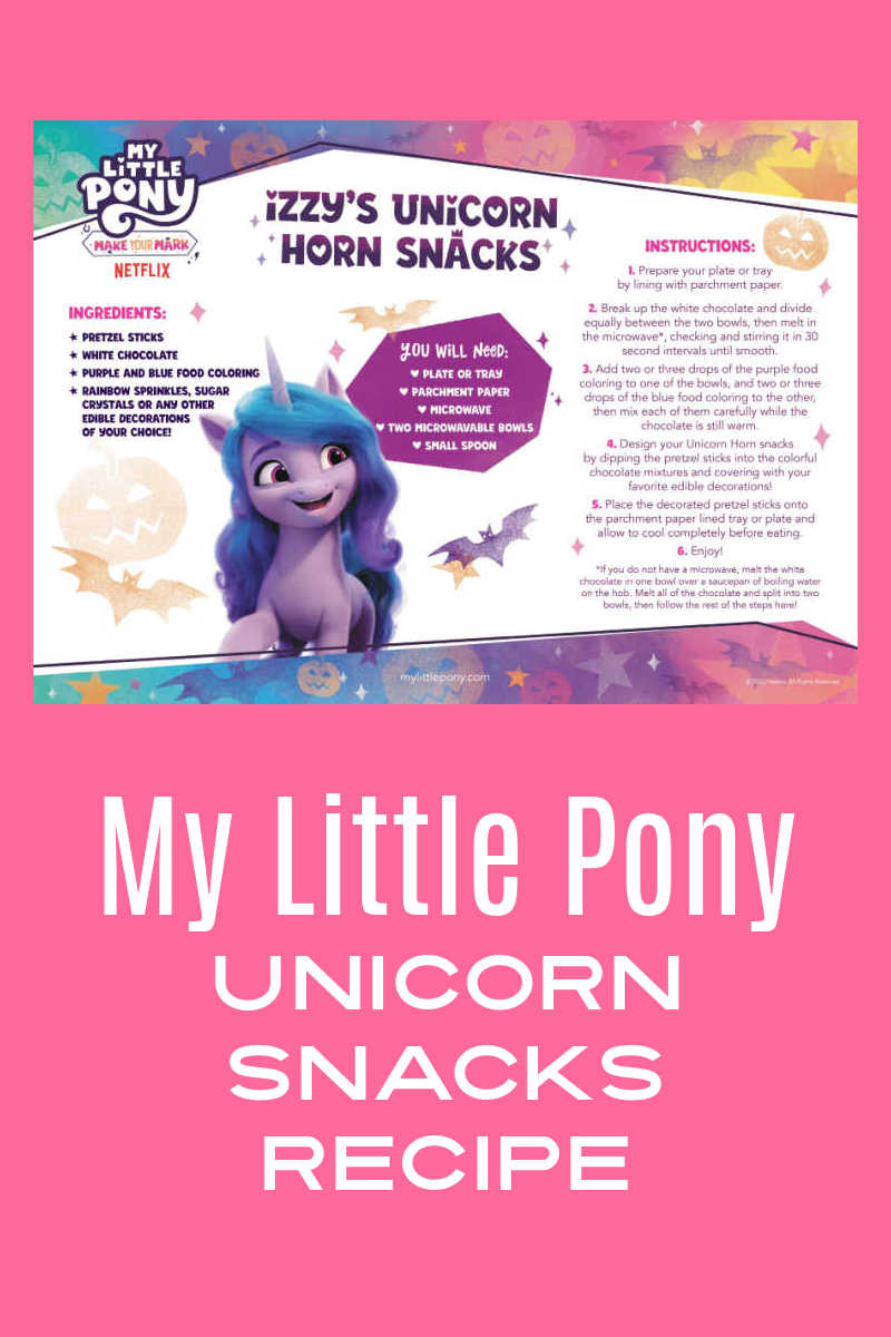 Make a fun MLP unicorn snack, when you turn regular pretzel sticks into fun My Little Pony unicorn horns with sprinkles.