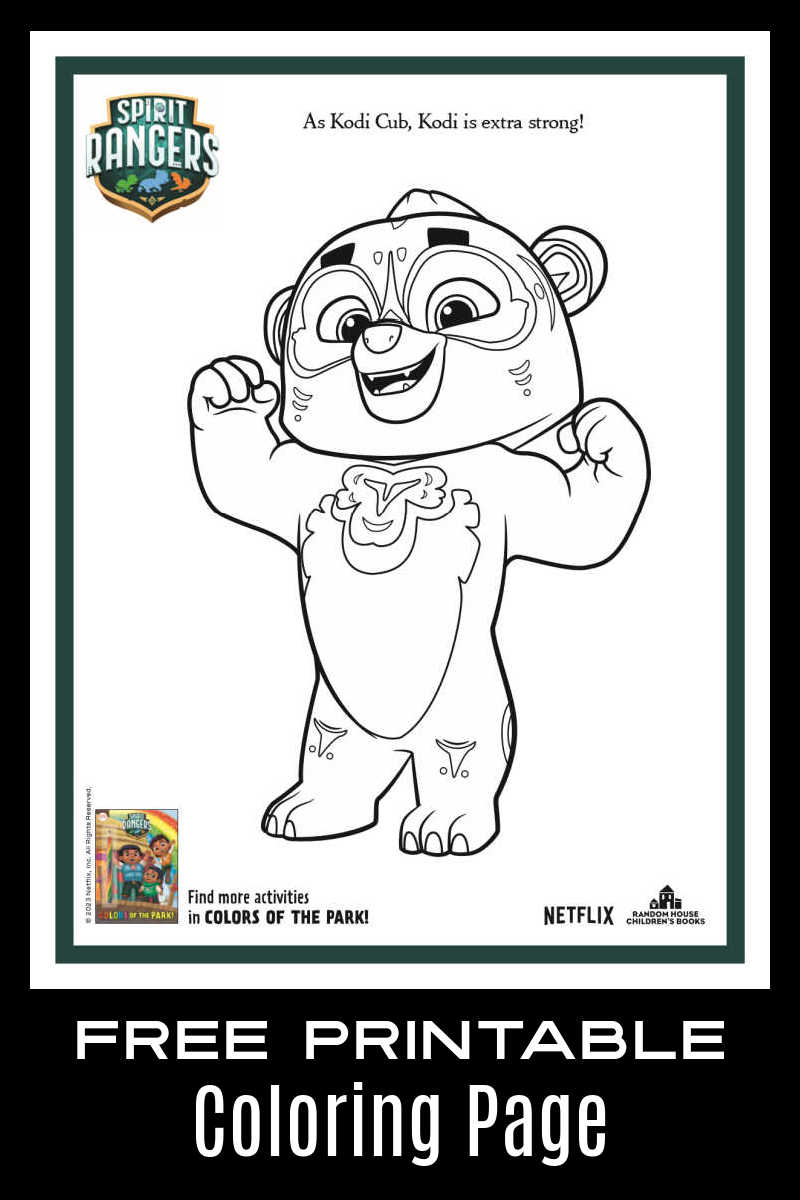 Print the Spirit Rangers Kodi Cub coloring page, so you kid can enjoy the free printable from the Netflix show. 