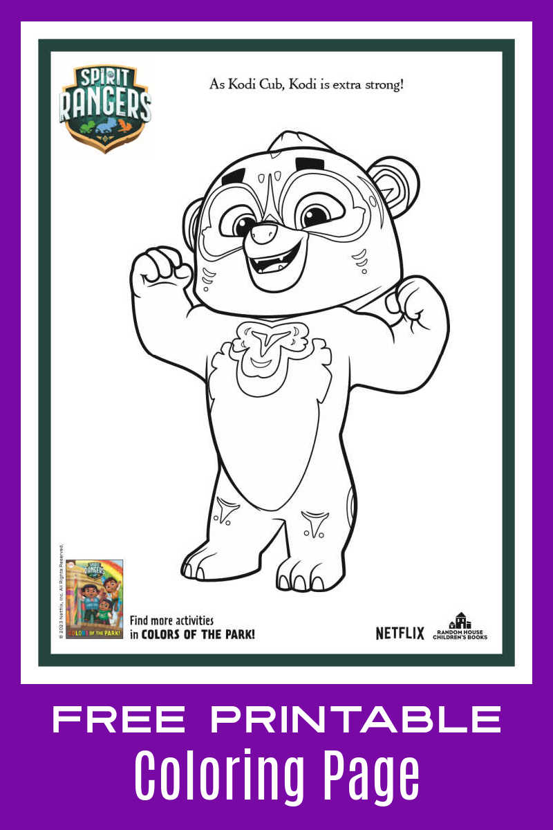 Print the Spirit Rangers Kodi Cub coloring page, so you kid can enjoy the free printable from the Netflix show. 