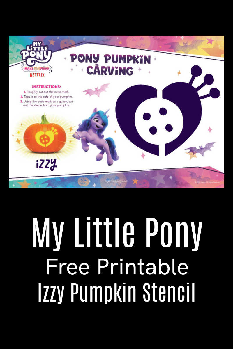 Express your love of My Little Pony this Halloween, when you use the MLP Izzy pumpkin stencil to put her cutie mark on your pumpkin.