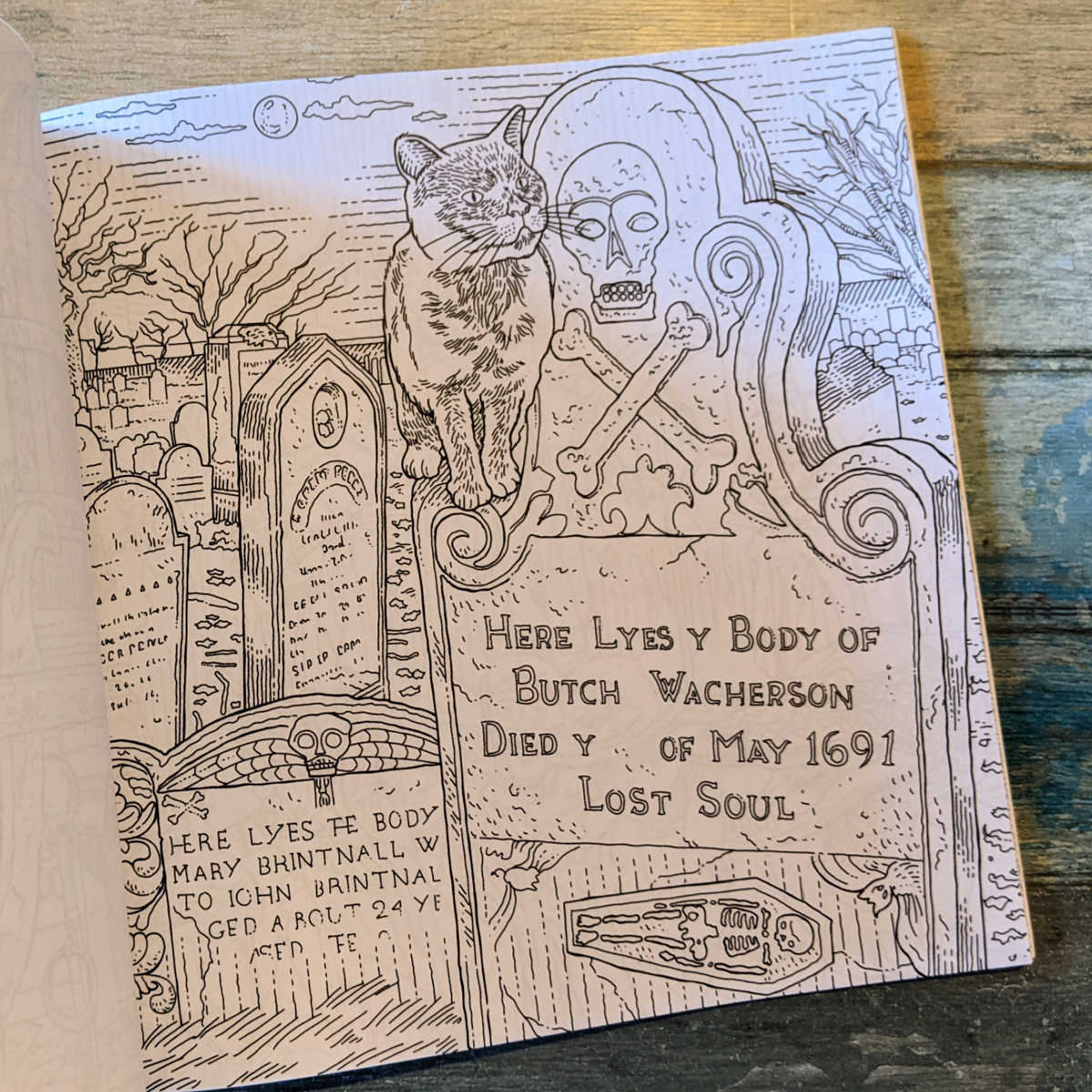graveyard coloring book page