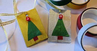 washi christmas tree gift tags
