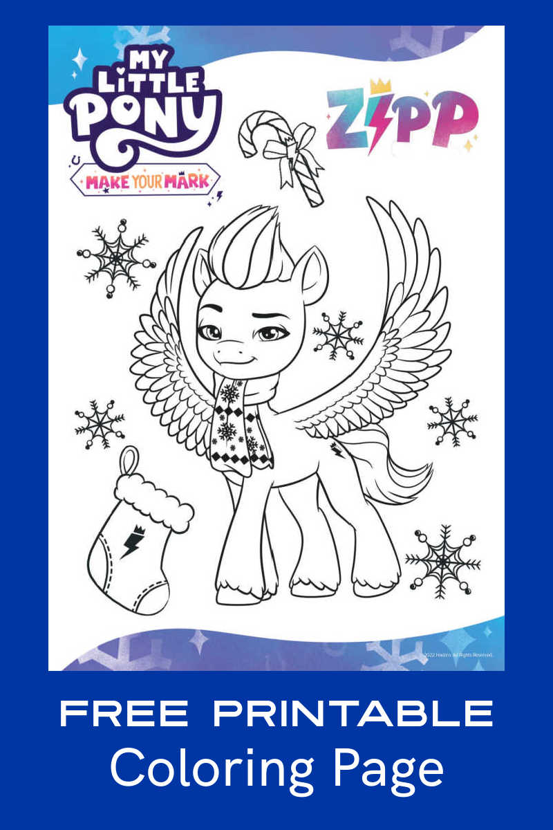 Kids will love coloring the Zipp Christmas coloring page, since this star of the My Little Pony series is all decked out for the holidays. 