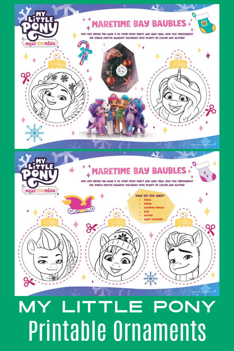 Use my free printable pdfs & kids can make their own My Little Pony ornaments featuring the Mane 5 - Izzy, Pipp, Zipp, Sunny and Hitch.