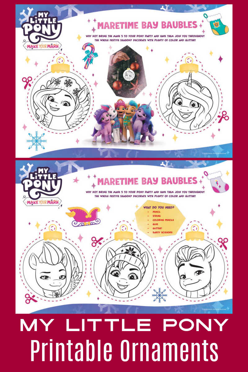 Use my free printable pdfs & kids can make their own My Little Pony ornaments featuring the Mane 5 - Izzy, Pipp, Zipp, Sunny and Hitch.