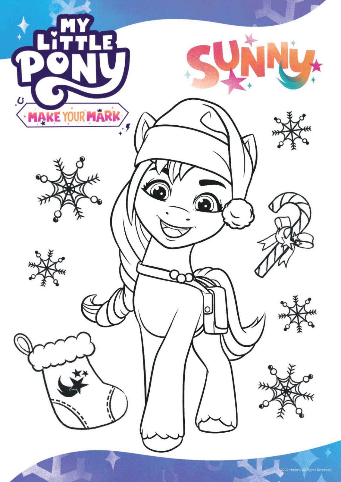 printable mlp sunny christmas coloring page