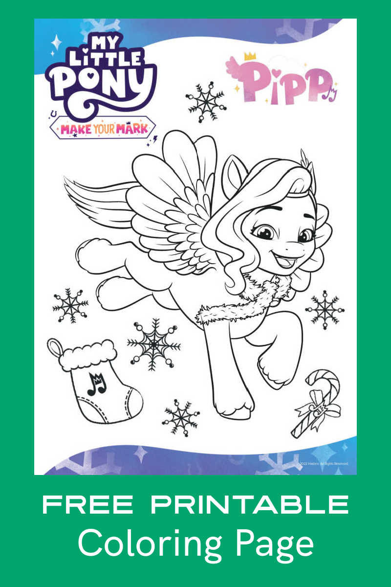 Print the free My Little Pony Pipp Christmas coloring page, so your child can have some magical fun during the Winter holiday season. 