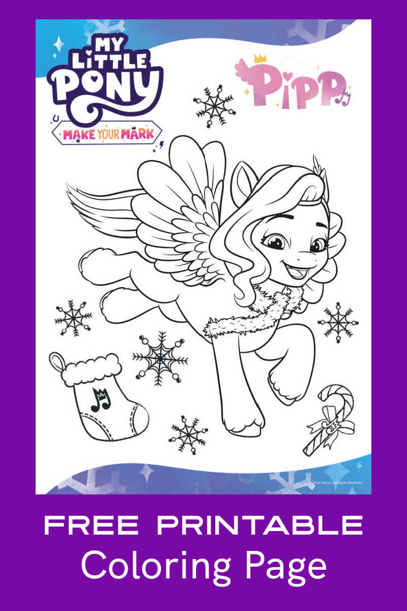 Print the free My Little Pony Pipp Christmas coloring page, so your child can have some magical fun during the Winter holiday season. 
