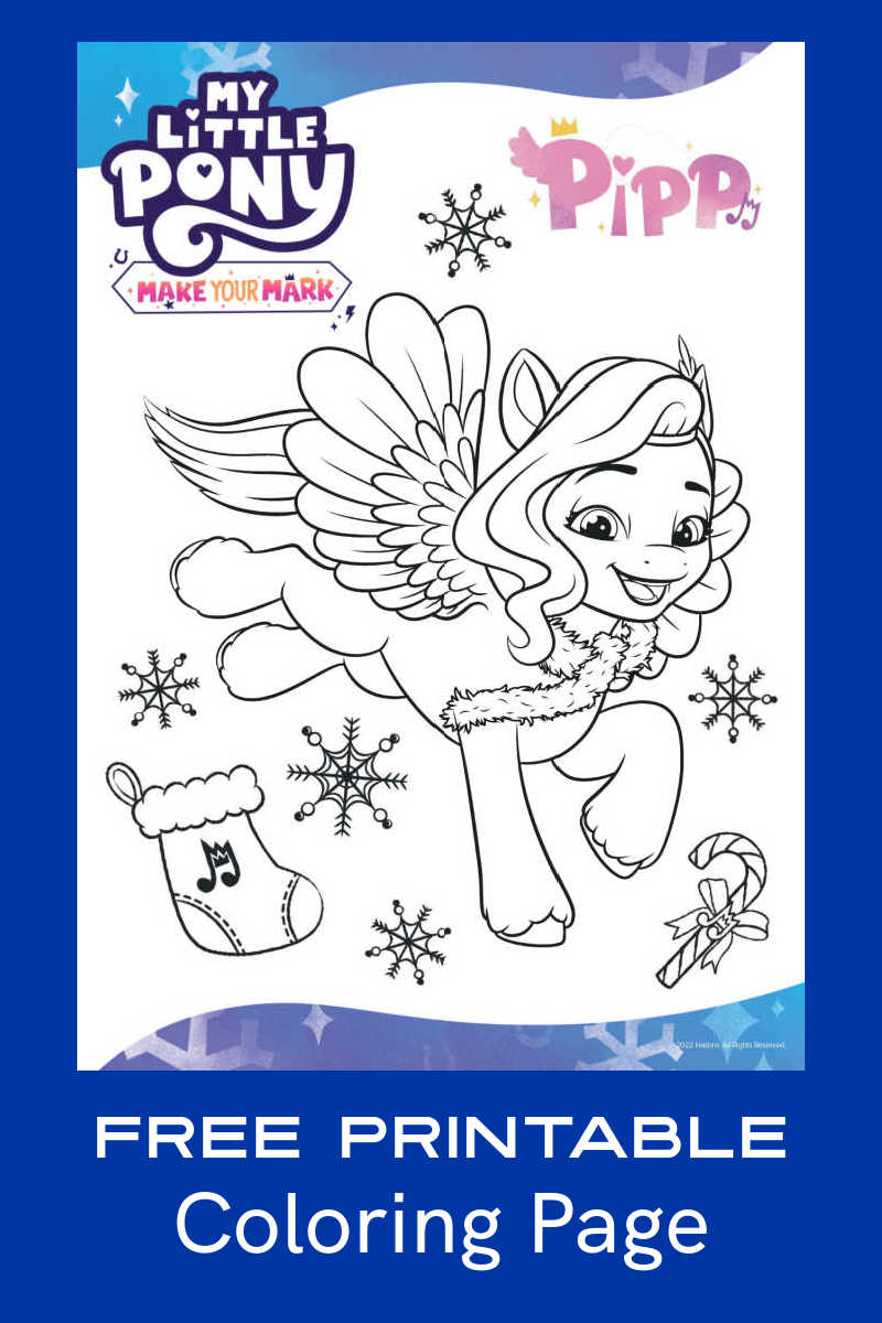 Print the free My Little Pony Pipp Christmas coloring page, so your child can have some magical fun during the Winter holiday season. 