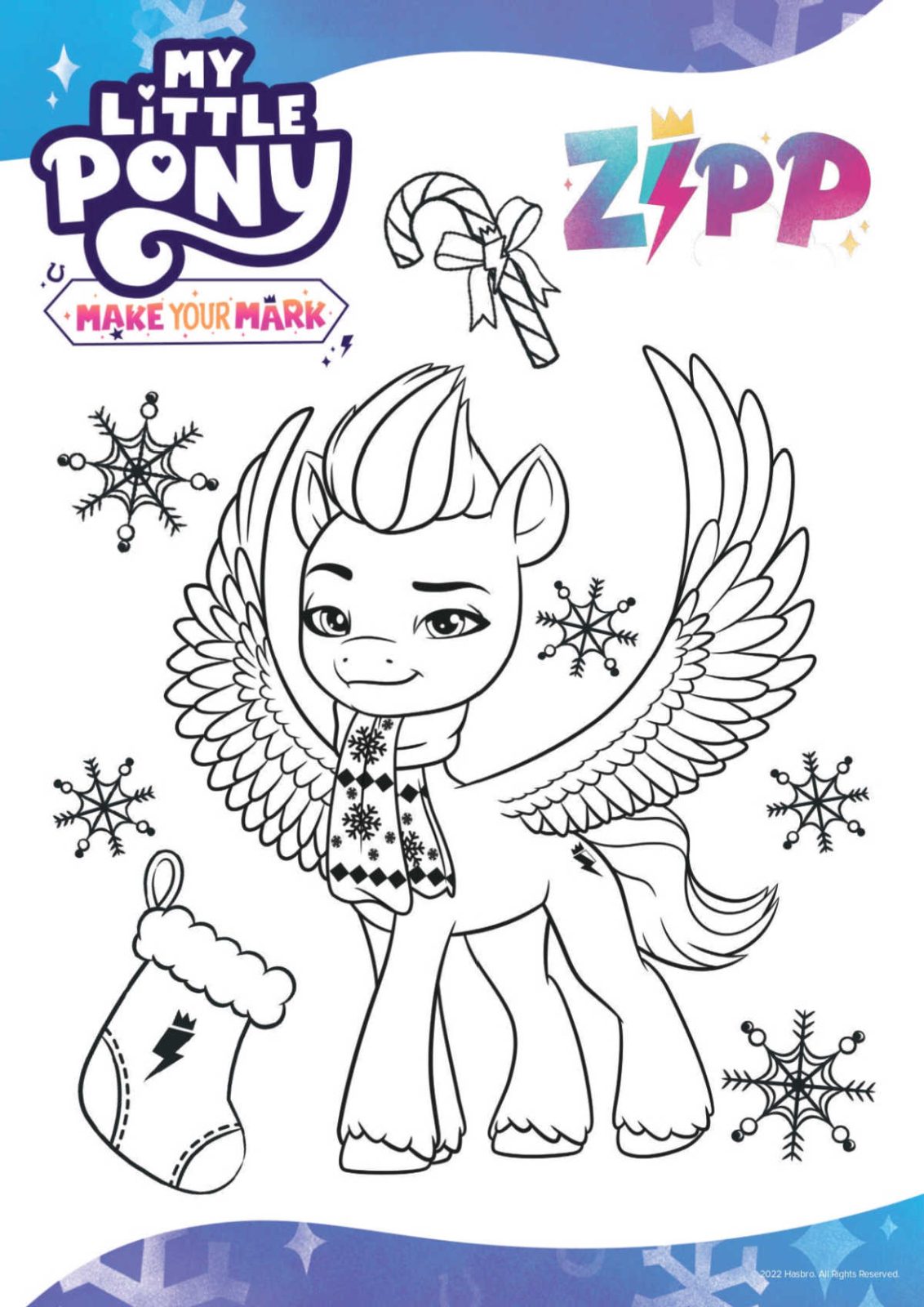 printable my little pony zipp christmas coloring page