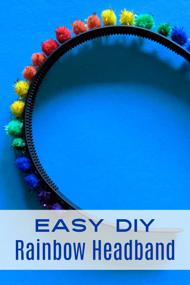 Make an easy rainbow headband craft with colorful pom poms for St. Patrick's Day, Pride or anytime you feel like making a hair accessory.