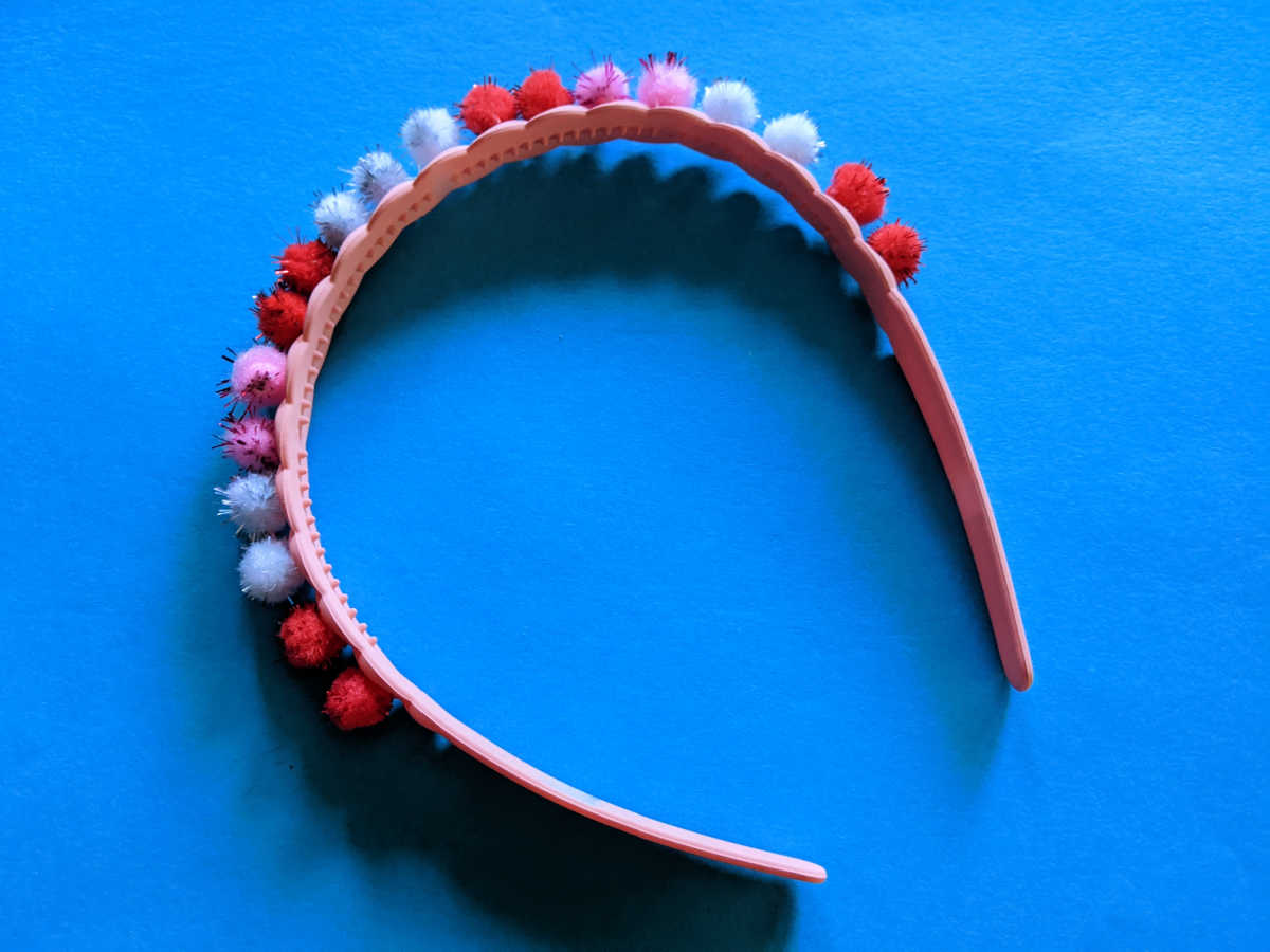 easy valentine pom pom headband craft