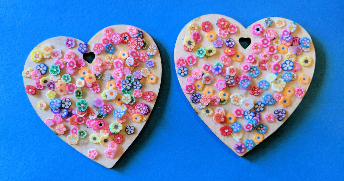 Blue Floral Heart Buttons