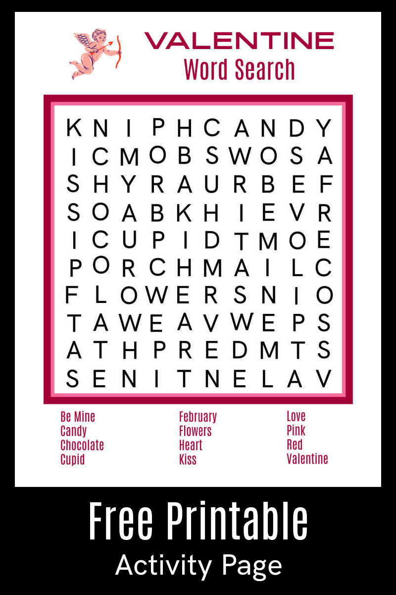 Valentine's Day is a great holiday for a fun challenge with this free printable Valentine word search activity page. 