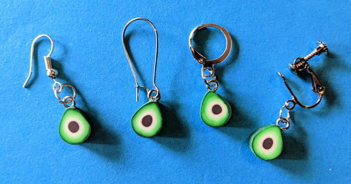 pierced and clip avocado earrings