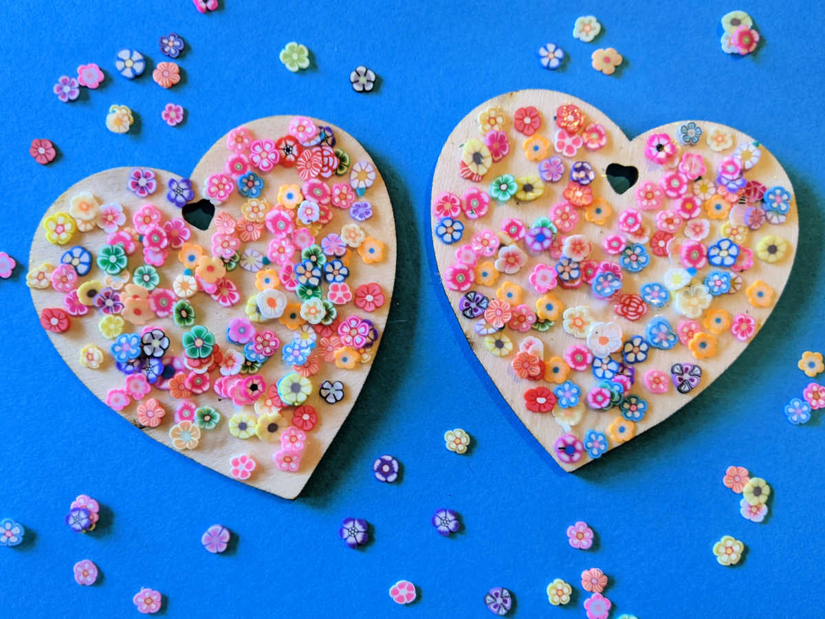 polymer flower heart craft