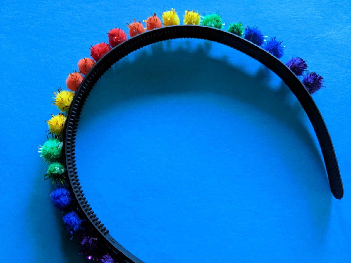 Easy Rainbow Pom Pom Headband Craft - Mama Likes This