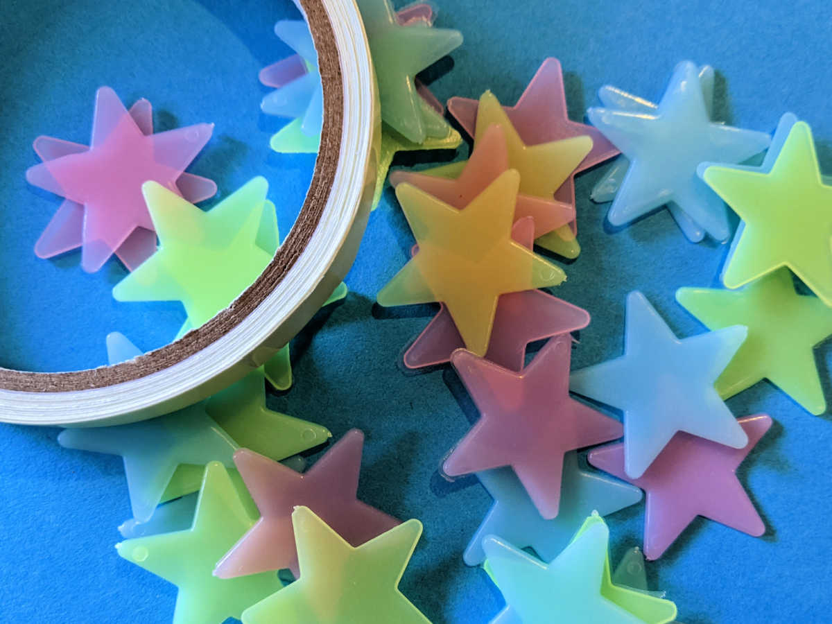 tape and stars that glow in the dark