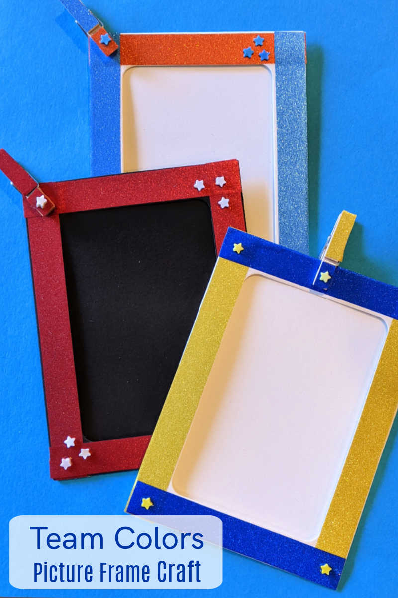 This team colors picture frame craft is great for fans or kids who play on a soccer, football, baseball or other sports team.