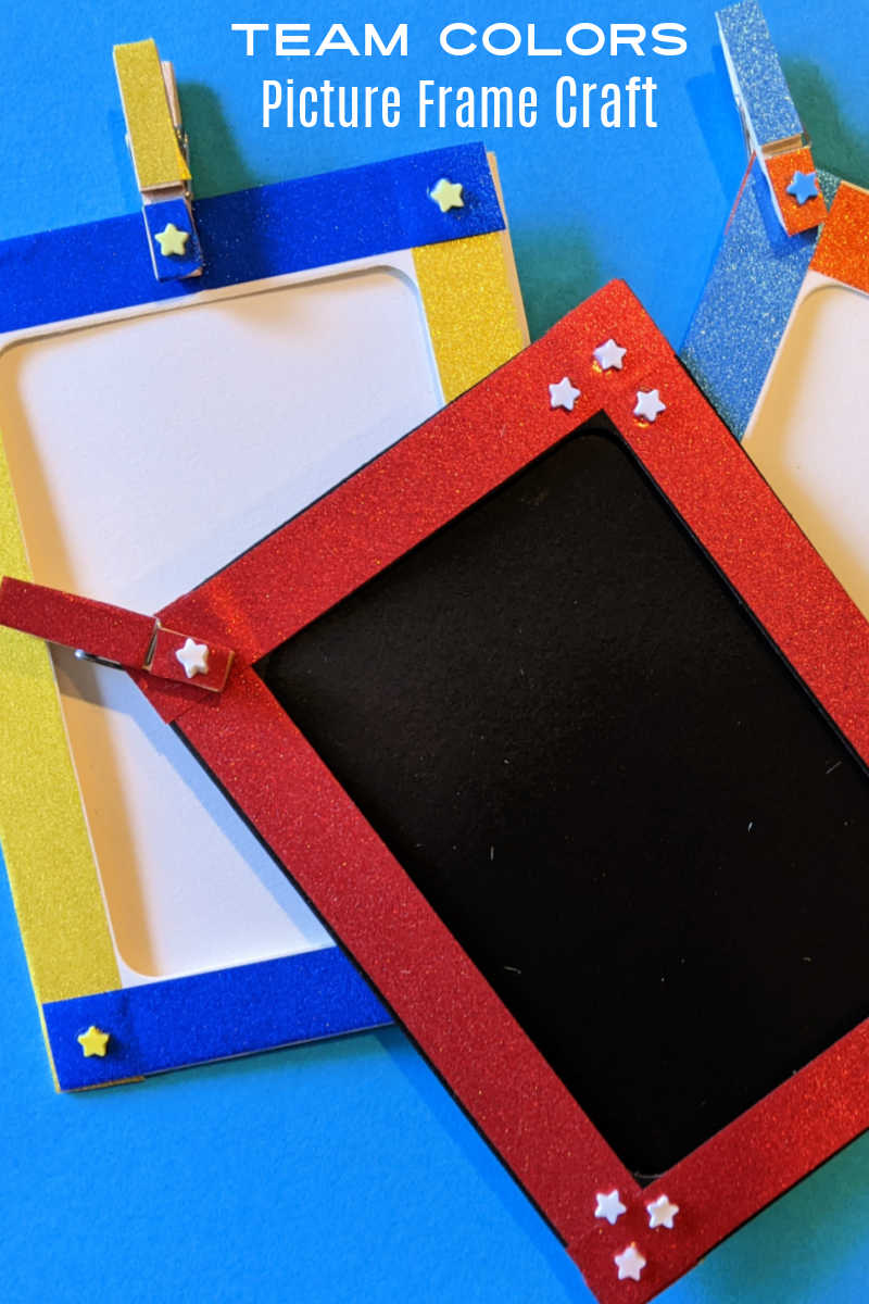 This team colors picture frame craft is great for fans or kids who play on a soccer, football, baseball or other sports team.