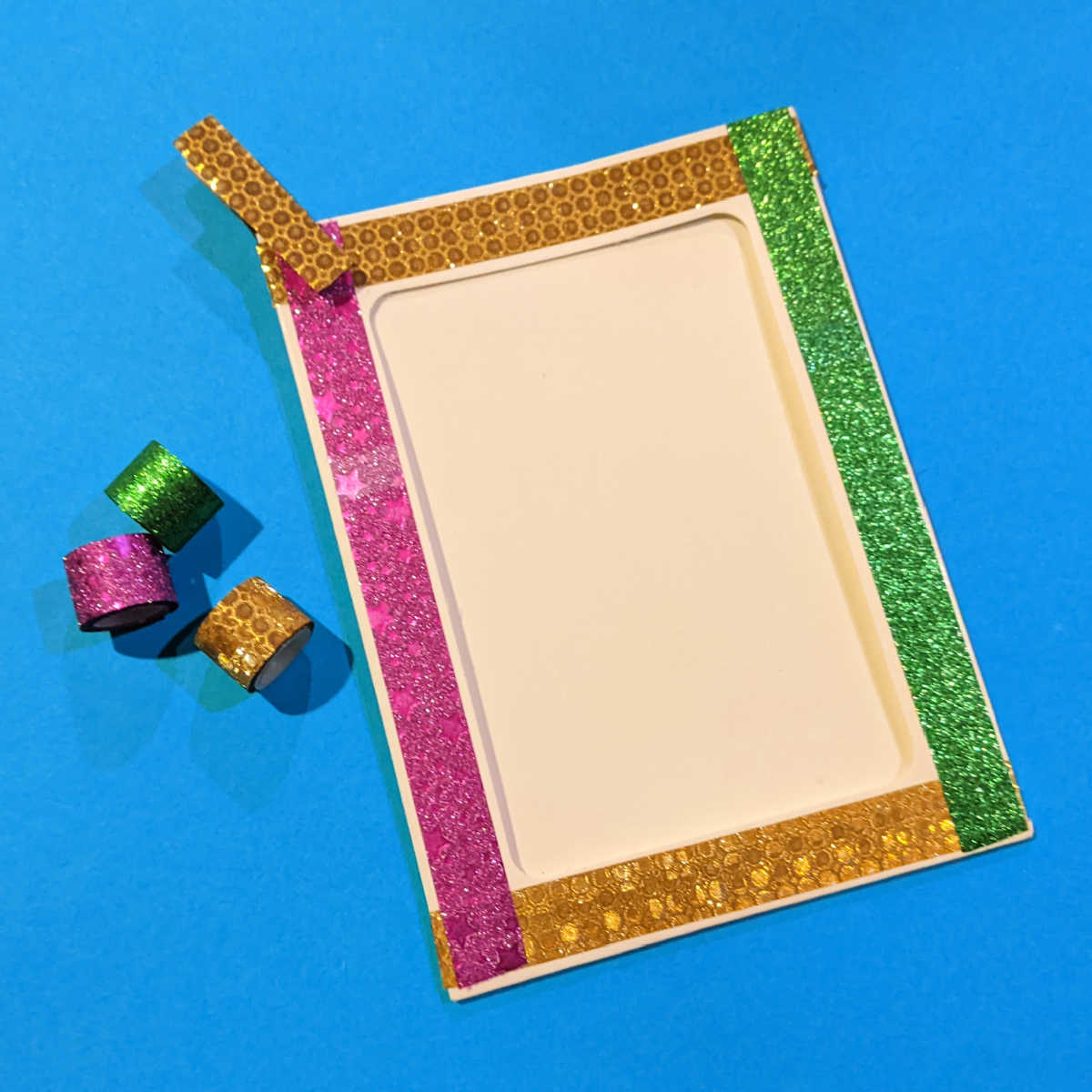 washi tape mardi gras picture frame