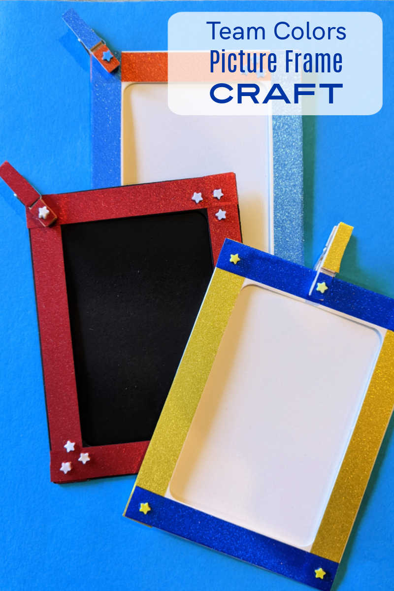 This team colors picture frame craft is great for fans or kids who play on a soccer, football, baseball or other sports team.