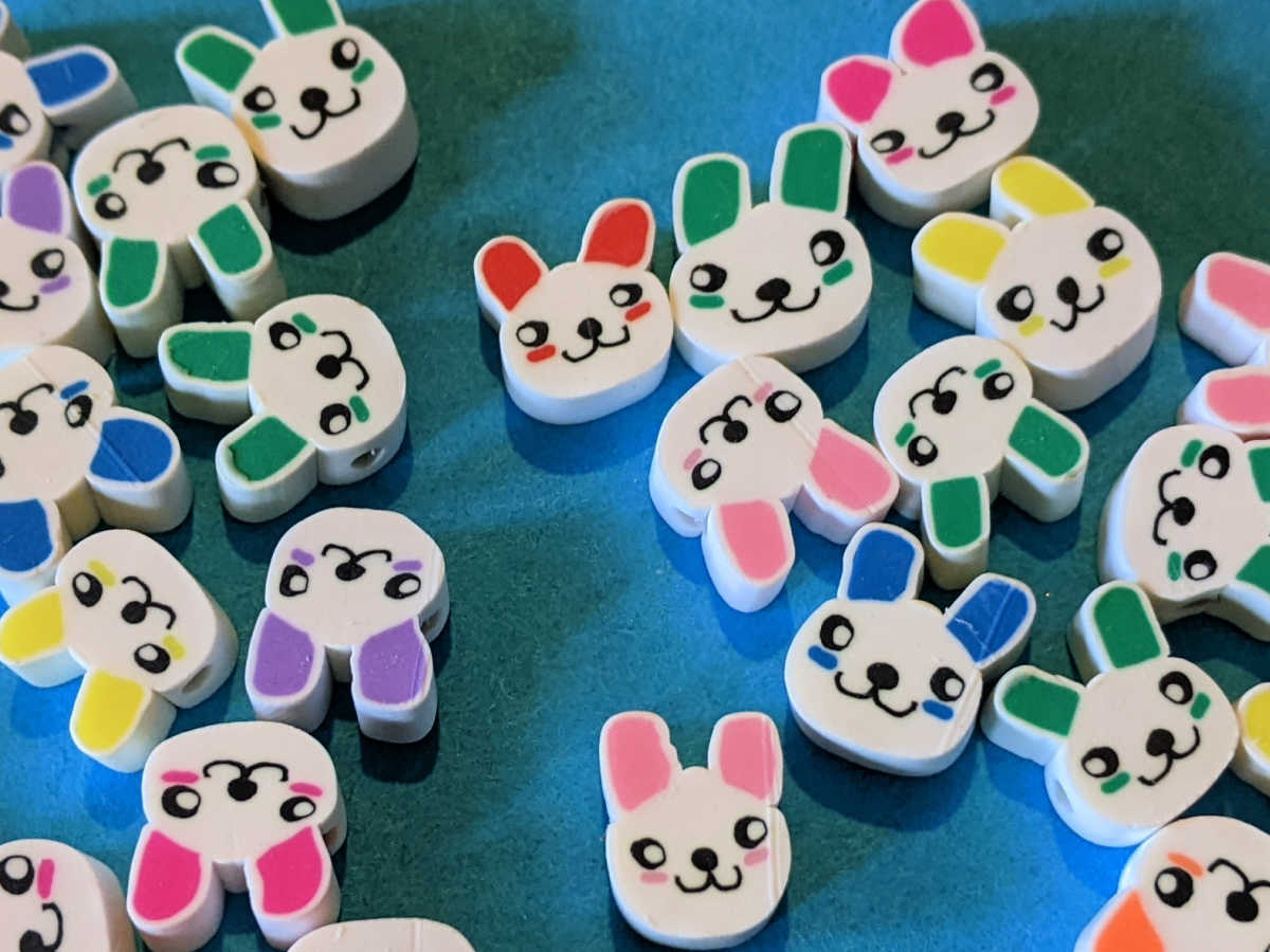 assorted polymer clay easter bunny beads