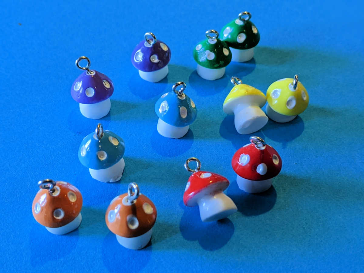 assorted resin mushroom charms