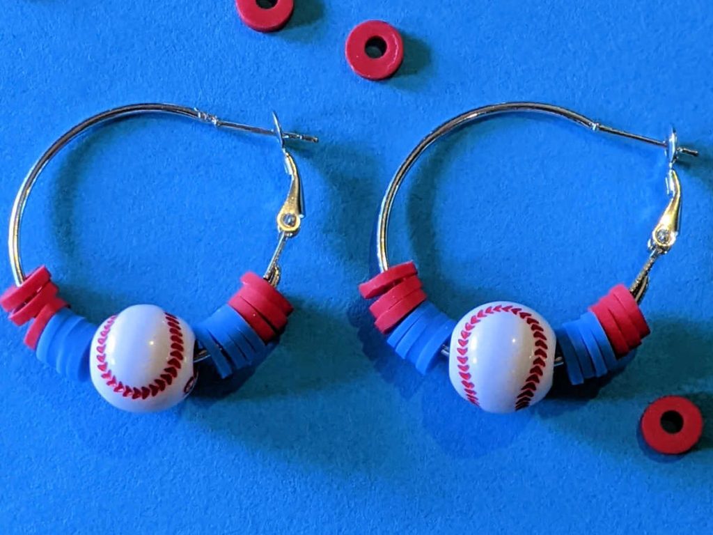 DIY Beaded Baseball Hoop Earrings Craft Mama Likes This